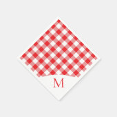 Mit Monogramm Rot und Weiß Gingham Serviette (Ecke)