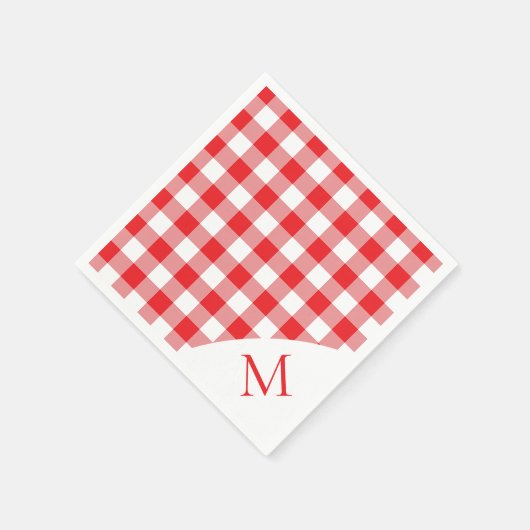Mit Monogramm Rot und Weiß Gingham Serviette (Ecke)