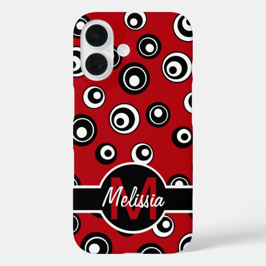 Mit Monogramm Rot-Weiß-Schwarz-Kreis-Muster Case-Mate iPhone Hülle (Rückseite)