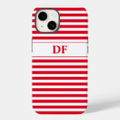 Mit Monogramm Rot/Weiße Streifen Case-Mate iPhone Hülle (Rückseite)
