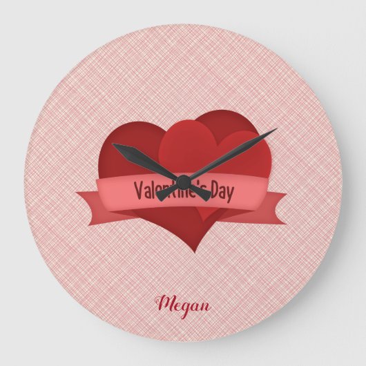 Mit Monogramm Rote Herzen Große Wanduhr (Vorderseite)