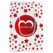 Mit Monogramm Rote Sterne und Herz Mittlere Geschenktüte (Rückseite)