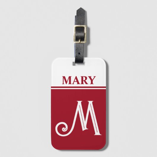 Mit Monogramm roter Gepäckträger Gepäckanhänger (Vorderseite Vertikal)