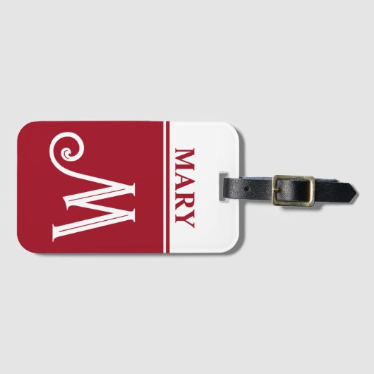 Mit Monogramm roter Gepäckträger Gepäckanhänger (Vorderseite (Horizontal))