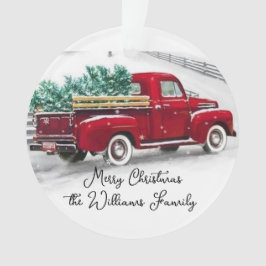 Mit Monogramm roter LKW Weihnachten Akryler Orname Ornament