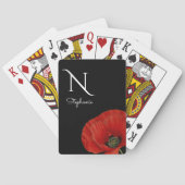 mit Monogramm roter Mohn auf schwarz Spielkarten (Rückseite)