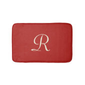 Mit Monogramm, roter und cremefarbener Spül Badematte (Vorderseite)