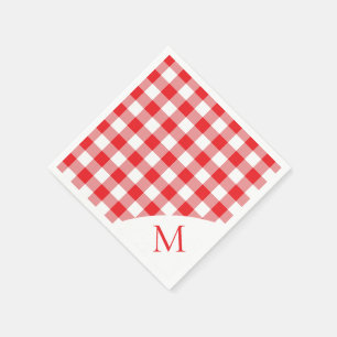 Mit Monogramm roter und weißer Gingham Serviette