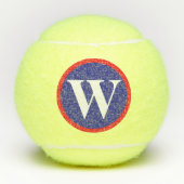 Mit Monogramm Rotes Blau Tennisbälle (Vorderseite)