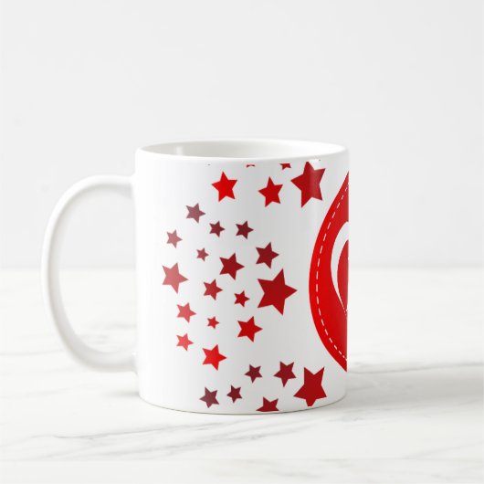 Mit Monogramm Rotes Herz und Sterne Kaffeetasse (Links)