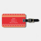 Mit Monogramm rotes und orangefarbenes Muster Gepäckanhänger (Vorderseite horizontal)