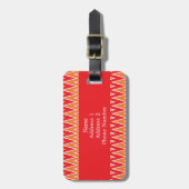 Mit Monogramm rotes und orangefarbenes Muster Gepäckanhänger (Vorderseite vertikal)
