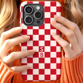 Mit Monogramm rotes und weißes Prüfmuster Case-Mate iPhone Hülle