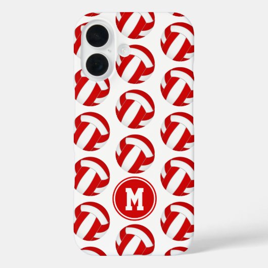 mit Monogramm, rotes Volleyballmuster Case-Mate iPhone Hülle (Rückseite)