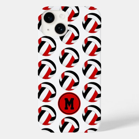 mit Monogramm, rotes Volleyballmuster Case-Mate iPhone Hülle (Rückseite)