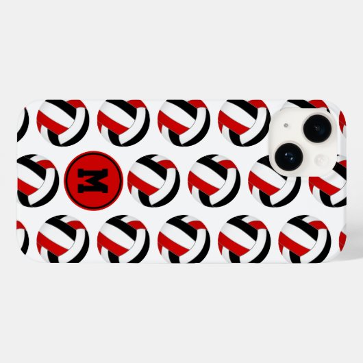 mit Monogramm, rotes Volleyballmuster Case-Mate iPhone Hülle (Rückseite (Horizontal))