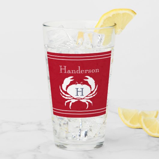 Mit Monogramm Rotes Weißes Krebserglas Glas (Rückseite Ice)
