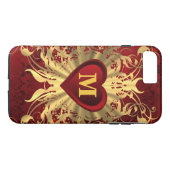 Mit Monogramm Rotherz- und Goldmuster Case-Mate iPhone Hülle (Rückseite (Horizontal))