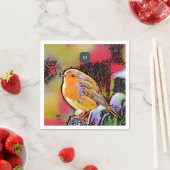 Mit Monogramm Rotkehlvogel Serviette (Beispiel)