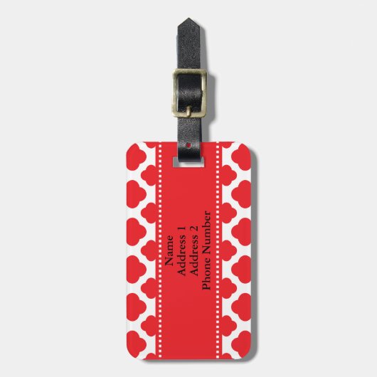 Mit Monogramm Rotquatrefolienmuster Gepäckanhänger (Vorderseite vertikal)