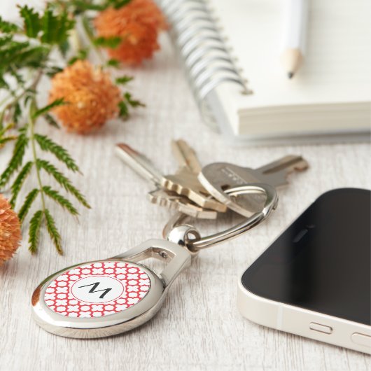 Mit Monogramm Rotquatrefolienmuster Schlüsselanhänger (Seite)