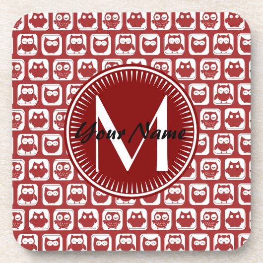 Mit Monogramm Rotweine, Personalisierter Name Getränkeuntersetzer (Vorderseite)