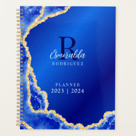 Mit Monogramm Royal Blue Agate 2023 2024 Elegant Planer