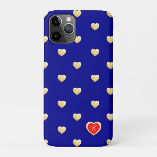 Mit Monogramm Royal Blue Gold Hörer auf Solid Colo Case-Mate iPhone Hülle (Rückseite)