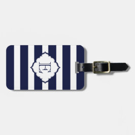Mit Monogramm Royal Blue Stripes Geometrisches Mus Gepäckanhänger