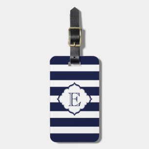 Mit Monogramm Royal Blue Stripes Geometrisches Mus Gepäckanhänger