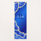 Mit Monogramm Royal Blue und Gold Marble Agate Yogamatte (Vorderseite)