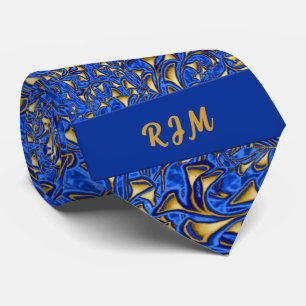 Mit Monogramm Royal Blue und Gold Paisley Krawatte