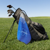 Mit Monogramm Royal Blue und Silver Driving Glitze Golfhandtuch (Gras)