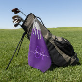 Mit Monogramm Royal Lila Silver Driving Glitzer Golfhandtuch (Gras)