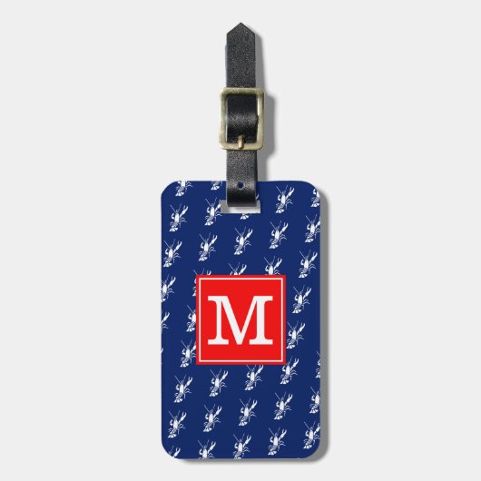 Mit Monogramm RS Lobstblau Gepäckanhänger (Vorderseite vertikal)