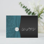 Mit Monogramm RSVP-Karte mit aquamarinem und schwa Einladung (Stehend Vorderseite)