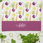 Mit Monogramm Rüben Lemon and Carroons Wasserfarbe Geschirrtuch (Gefaltet)