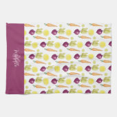 Mit Monogramm Rüben Lemon and Carroons Wasserfarbe Geschirrtuch (Horizontal)