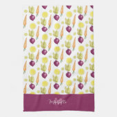 Mit Monogramm Rüben Lemon and Carroons Wasserfarbe Geschirrtuch (Vertikal)