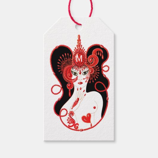 Mit Monogramm Ruby Birthstone Geschenkanhänger (Vorderseite)