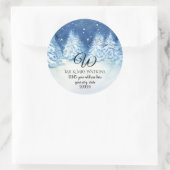 Mit Monogramm Rücksendeadresse Schneewinterwald Runder Aufkleber (Tasche)
