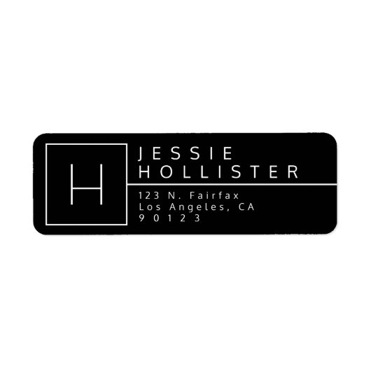 Mit Monogramm Rücksendeadresse Schwarz/Weiß (Vorne)