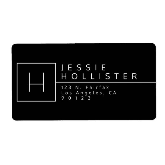 Mit Monogramm Rücksendeadresse Schwarz/Weiß (Vorne)