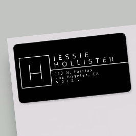 Mit Monogramm Rücksendeadresse Schwarz/Weiß Adressaufkleber