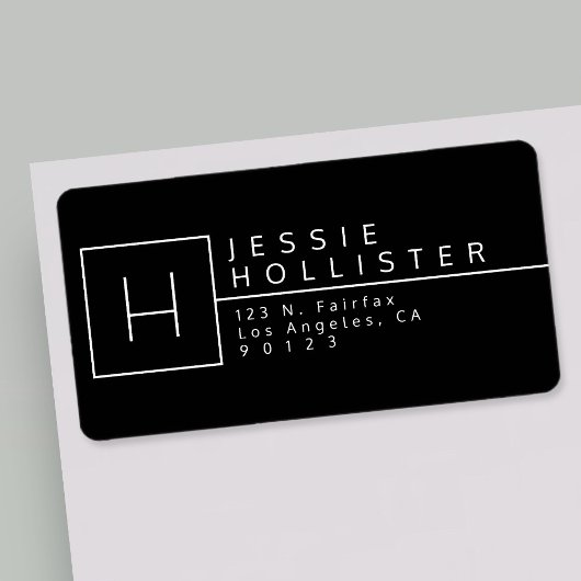 Mit Monogramm Rücksendeadresse Schwarz/Weiß Adressaufkleber