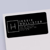 Mit Monogramm Rücksendeadresse Schwarz/Weiß Adressaufkleber