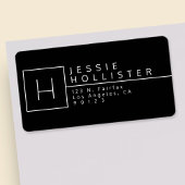 Mit Monogramm Rücksendeadresse Schwarz/Weiß Adressaufkleber