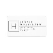 Mit Monogramm Rücksendeadresse Weiß und Schwarz Adressaufkleber (Vorne)