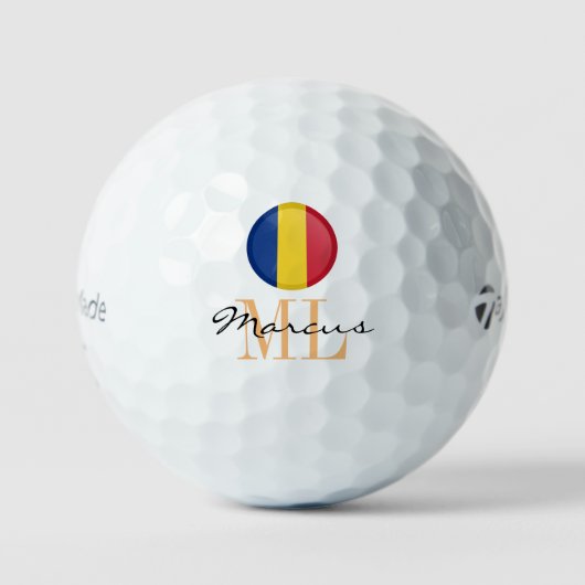 Mit Monogramm rumänische Flagge, Emblem und Rumäni Golfball (Vorderseite)