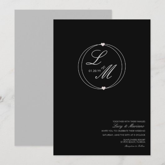 Mit Monogramm Rundschreiben-Hochzeit Einladung (Vorne/Hinten)